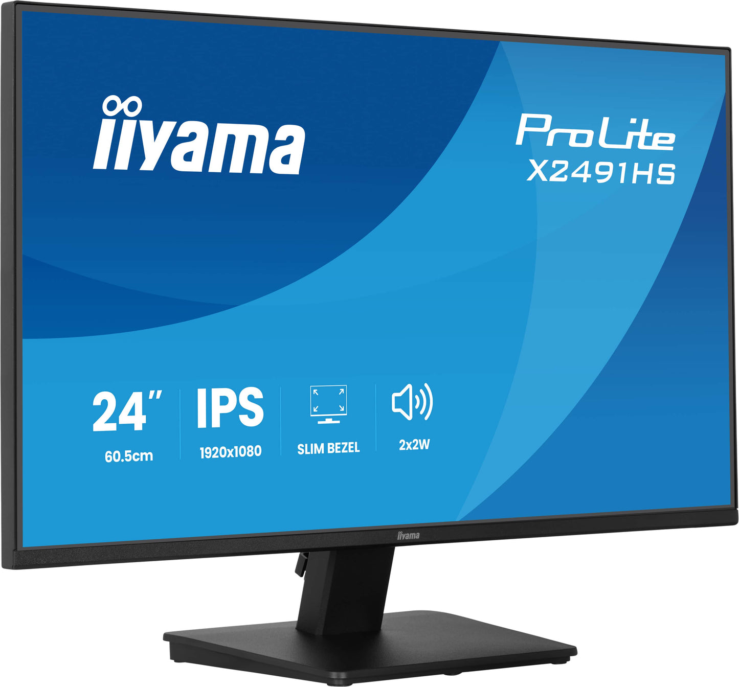 Iiyama Prolite X2491HS-B1 24WIDE LCD, 1920 x 1080, 120 Hz IPS panel, LED Bl., Adaptive Sync, 350 cd/m², 1500:1 Static Contrast, 80.000.000:
