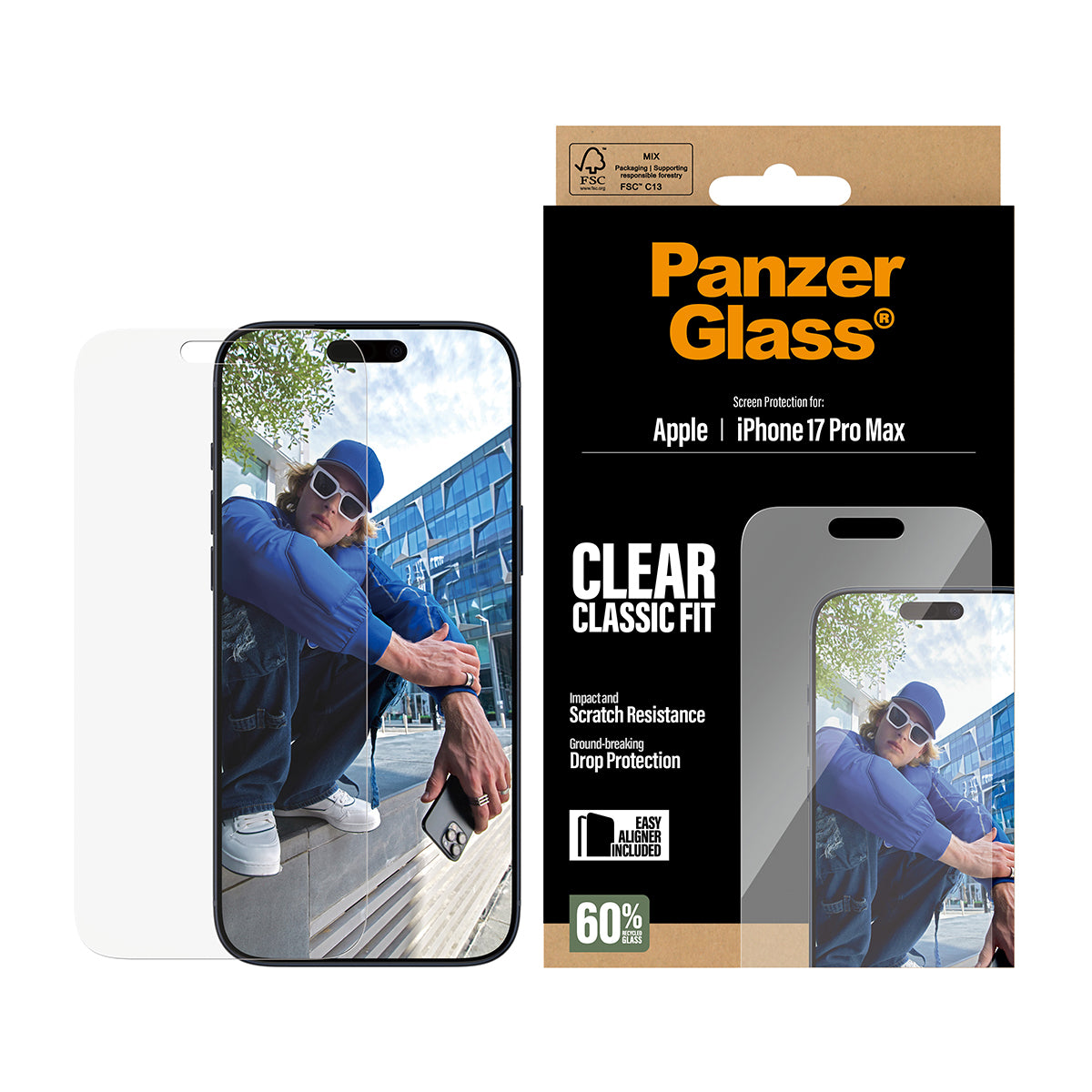 PanzerGlass Screen Protector Classic Fit - Transparant - Apple iPhone 17 Pro Max