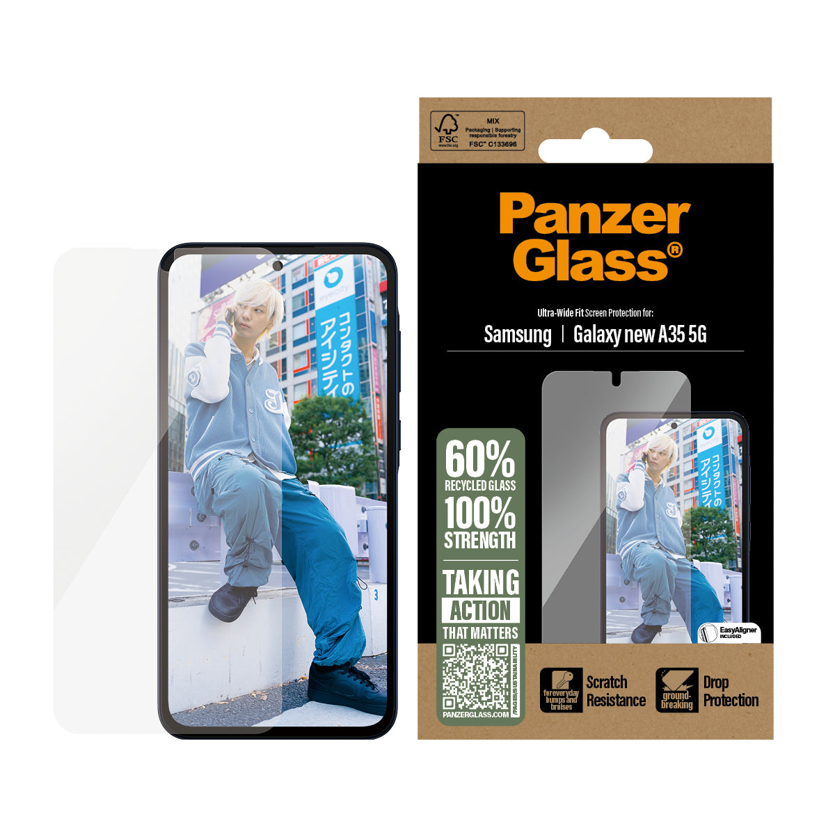 PanzerGlass Screen Protector Ultra-Wide Fit - Clear - voor Samsung Galaxy A36 5G
