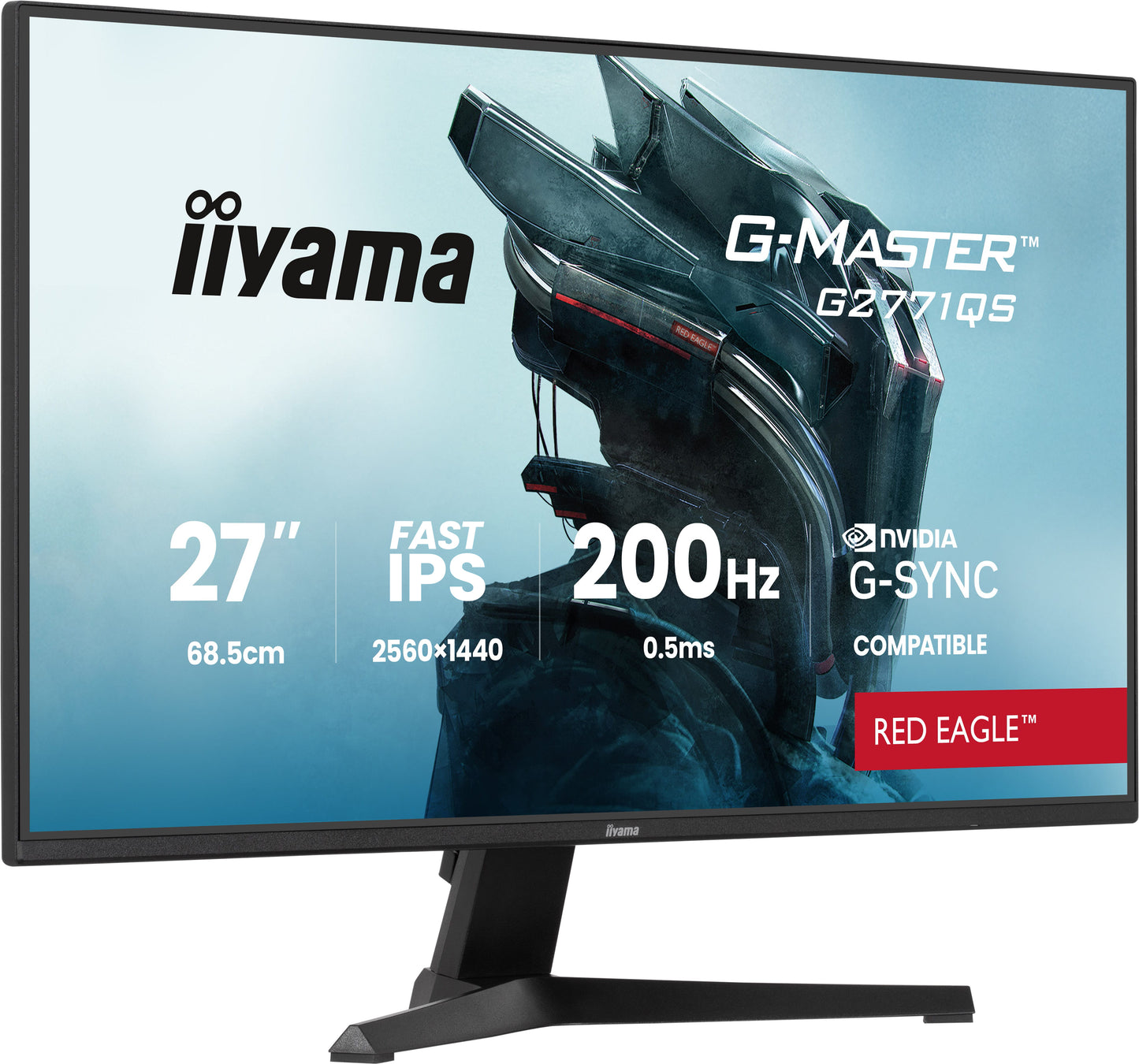 IIYAMA 27WIDE LCD, G-Master Red Eagle, 2560 x 1440, QHD 200 Hz Fast IPS panel, LED Bl., 350 cd/m², 1200:1 Static Contrast, 80.000.000:1 ACR
