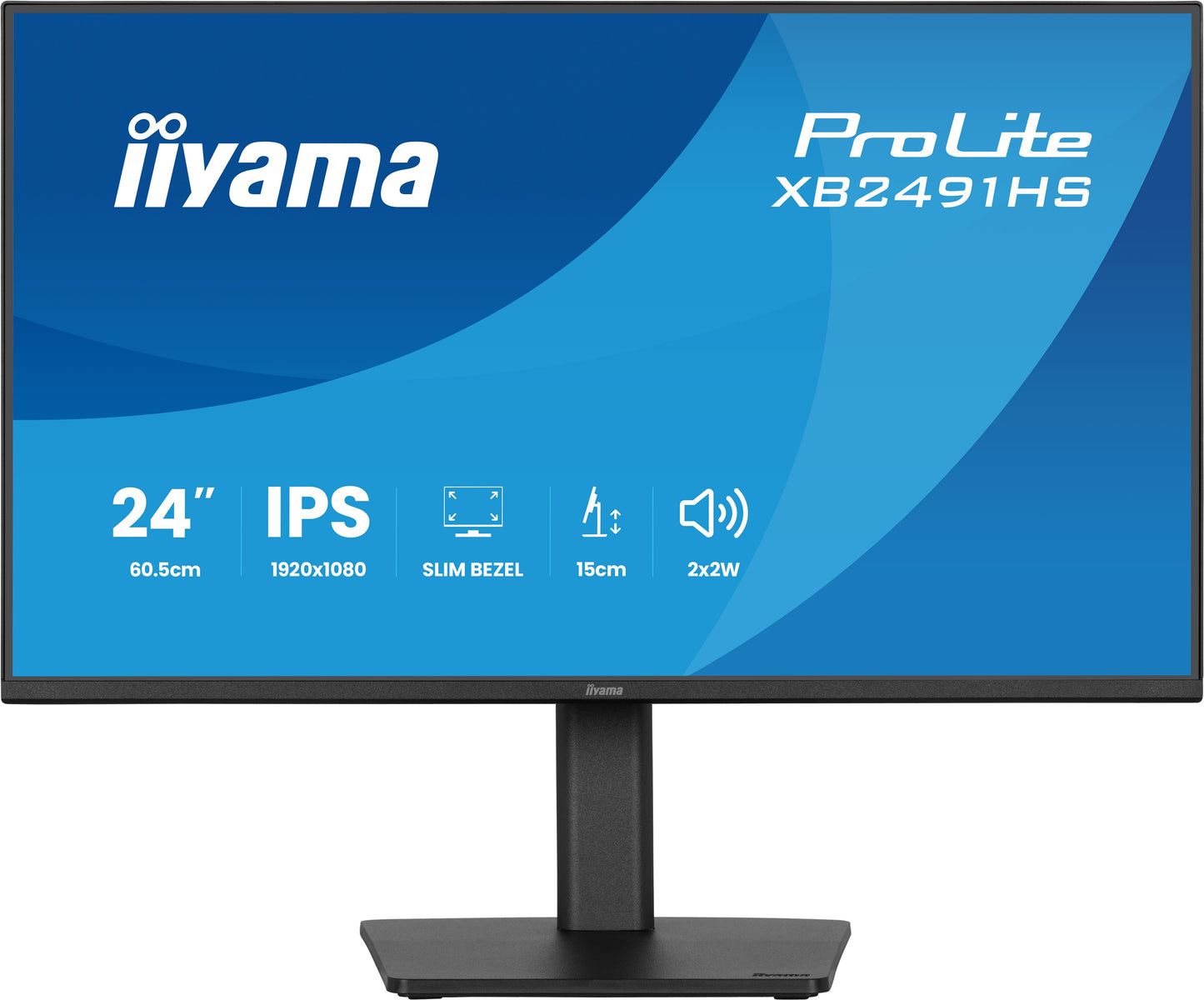 Iiyama Prolite XB2491HS-B1 24WIDE LCD, 1920 x 1080, 120 Hz IPS panel, LED Bl., Adaptive Sync, Pivot, Height Adjust.(15cm), 350 cd/m², 1500: