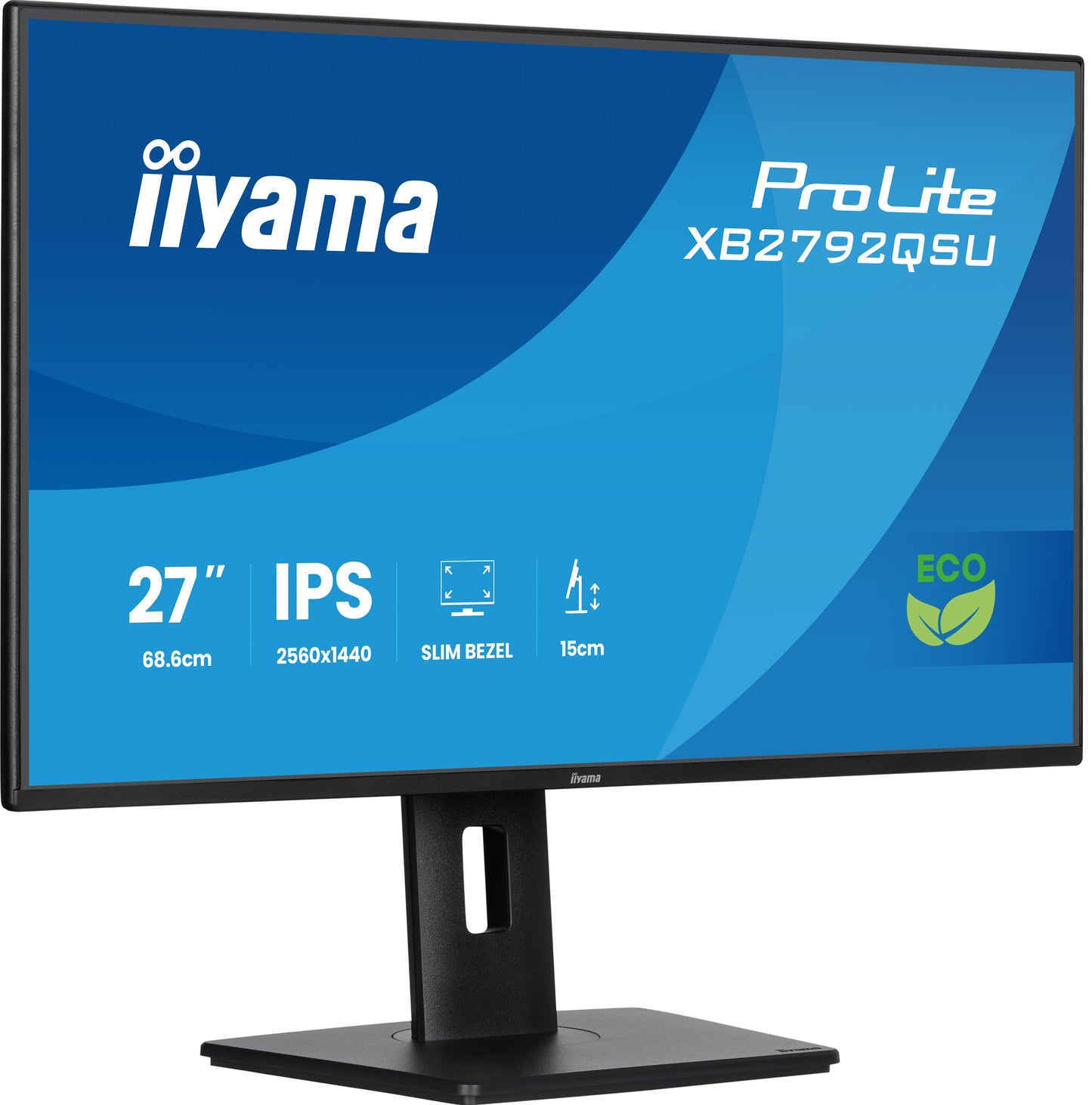 IIYAMA 27WIDE LCD, 2560 x 1440, 120 Hz IPS panel, LED Bl., Adaptive Sync, USB-Hub(2xOut v3.2), Pivot, Height Adjust.(15cm), 350 cd/m², 1500