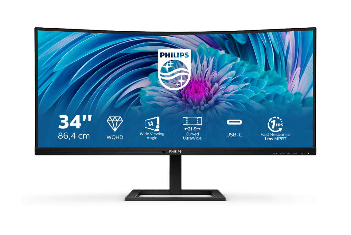 Philips 34inch UWQHD Curved VA 3440x1440, 100Hz, 1ms, USB-C,     4 x USB3.2, DisplayPort, HDMI, speakers, height