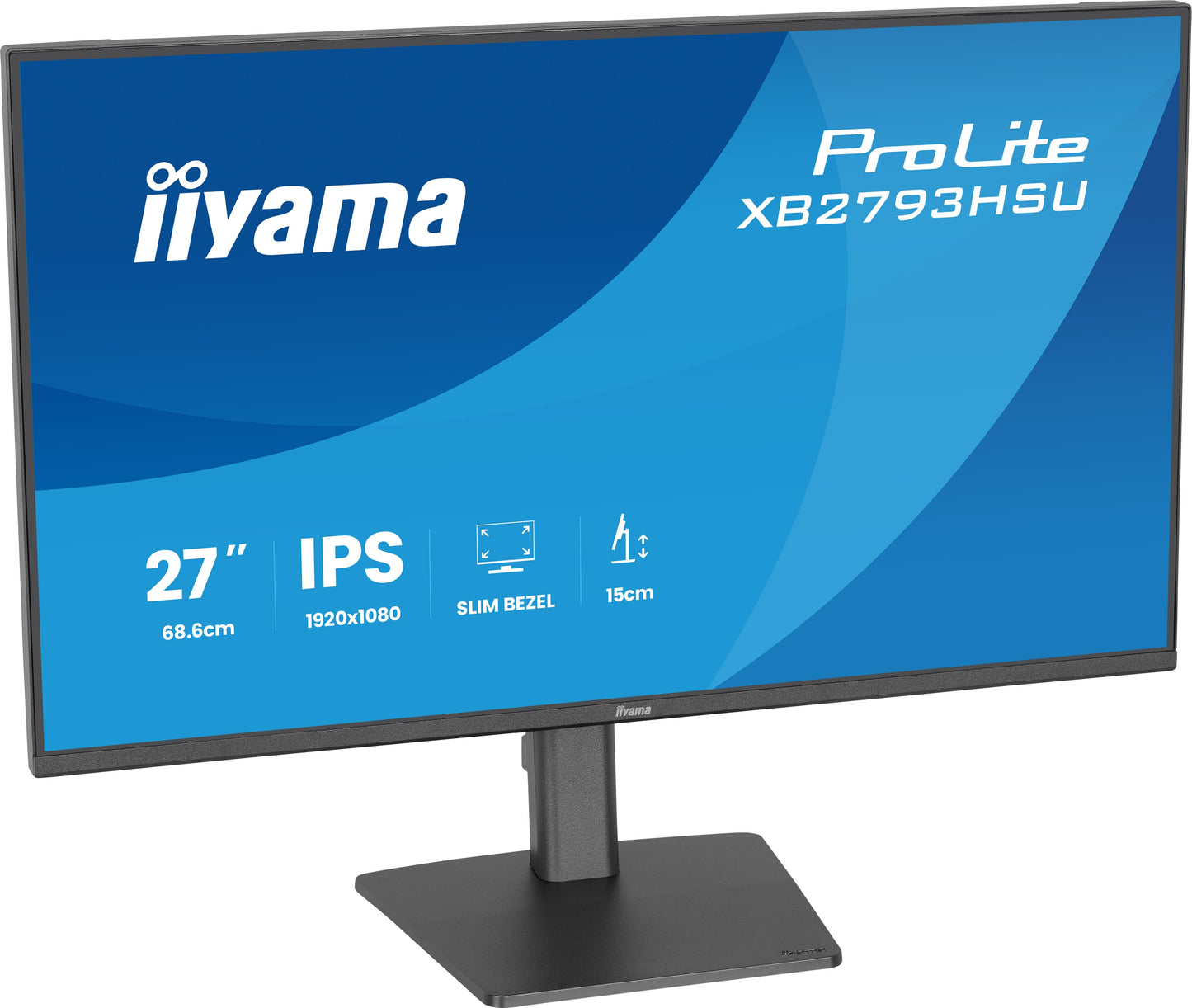IIYAMA XB2793HSU-B1 27inch IPS FHD 120Hz 350cd/m2 1ms 1500:1 HDMI DP Speakers 2xUSB 2.0 Speakers 15cm Height Adj.