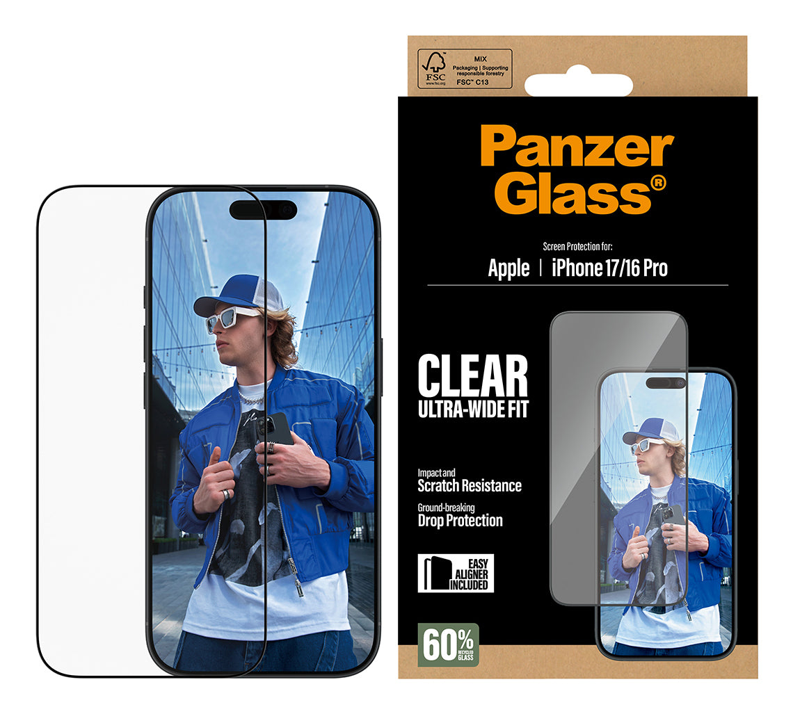 PanzerGlass Screen Protector Ultra-Wide Fit - Clear - voor iPhone 17