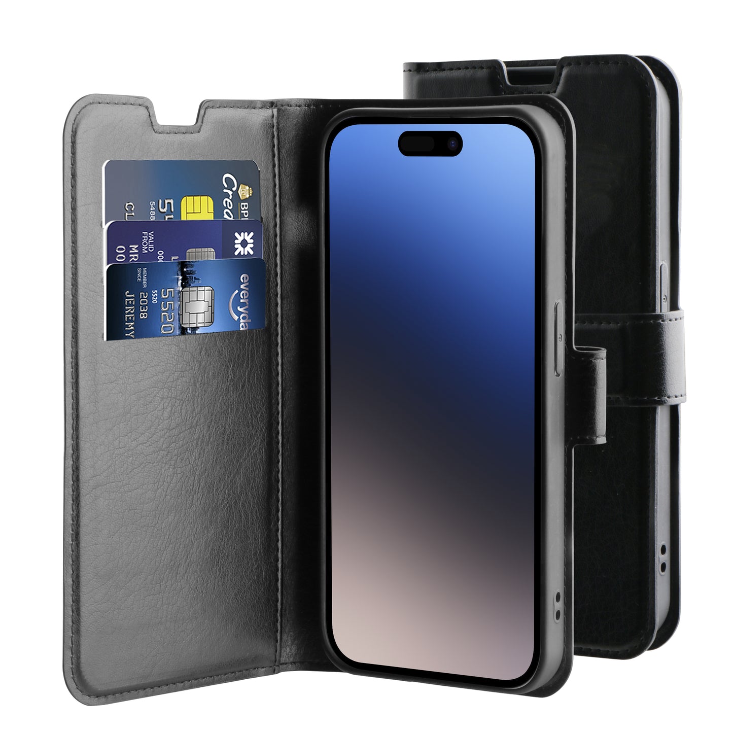 BeHello iPhone 15 Pro Gel Wallet Case ECO Black