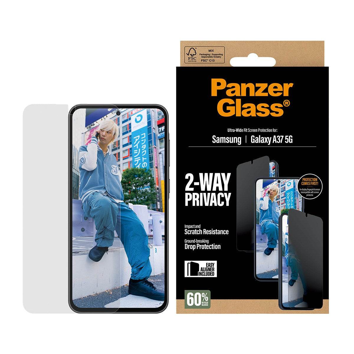 PanzerGlass Privacy Screen Protector UWF - Clear - Samsung Galaxy A37 5G