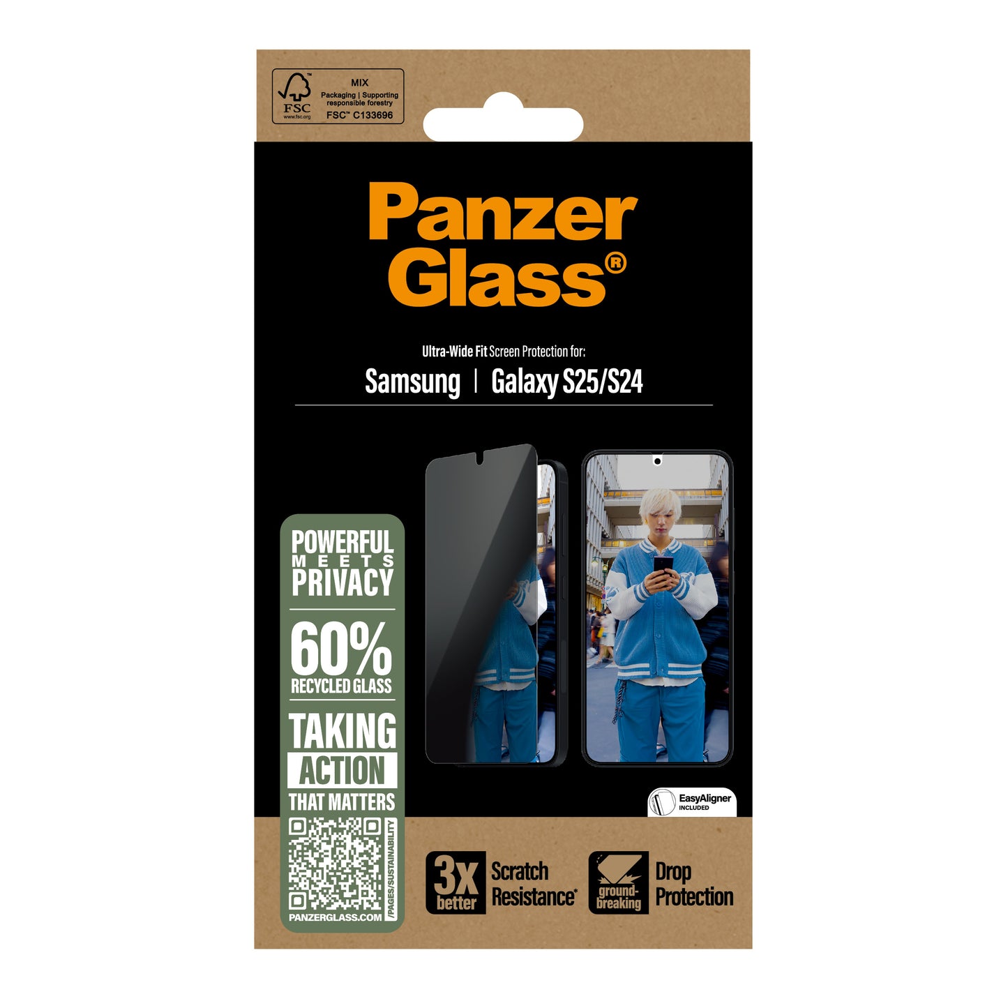 PanzerGlass Privacy Screen Protector - Clear - voor Samsung Galaxy S25