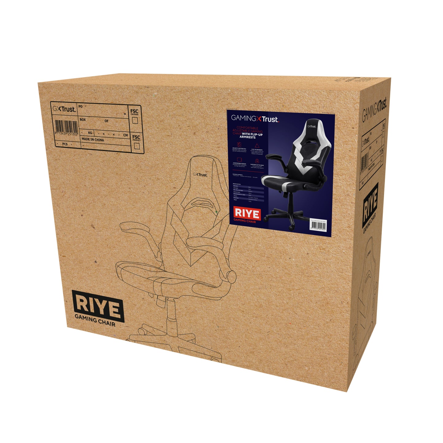 TRUST GXT703W RIYE GAMING CHAIR WHITE
