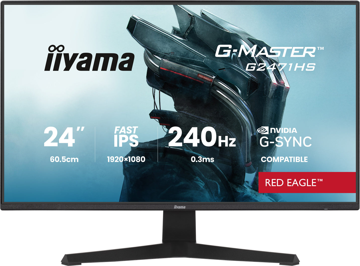 IIYAMA 24WIDE LCD, G-Master Red Eagle, 1920 x 1080, 240 Hz Fast IPS panel, LED Bl., 350 cd/m², 1000:1 Static Contrast, 80.000.000:1 ACR, Sp
