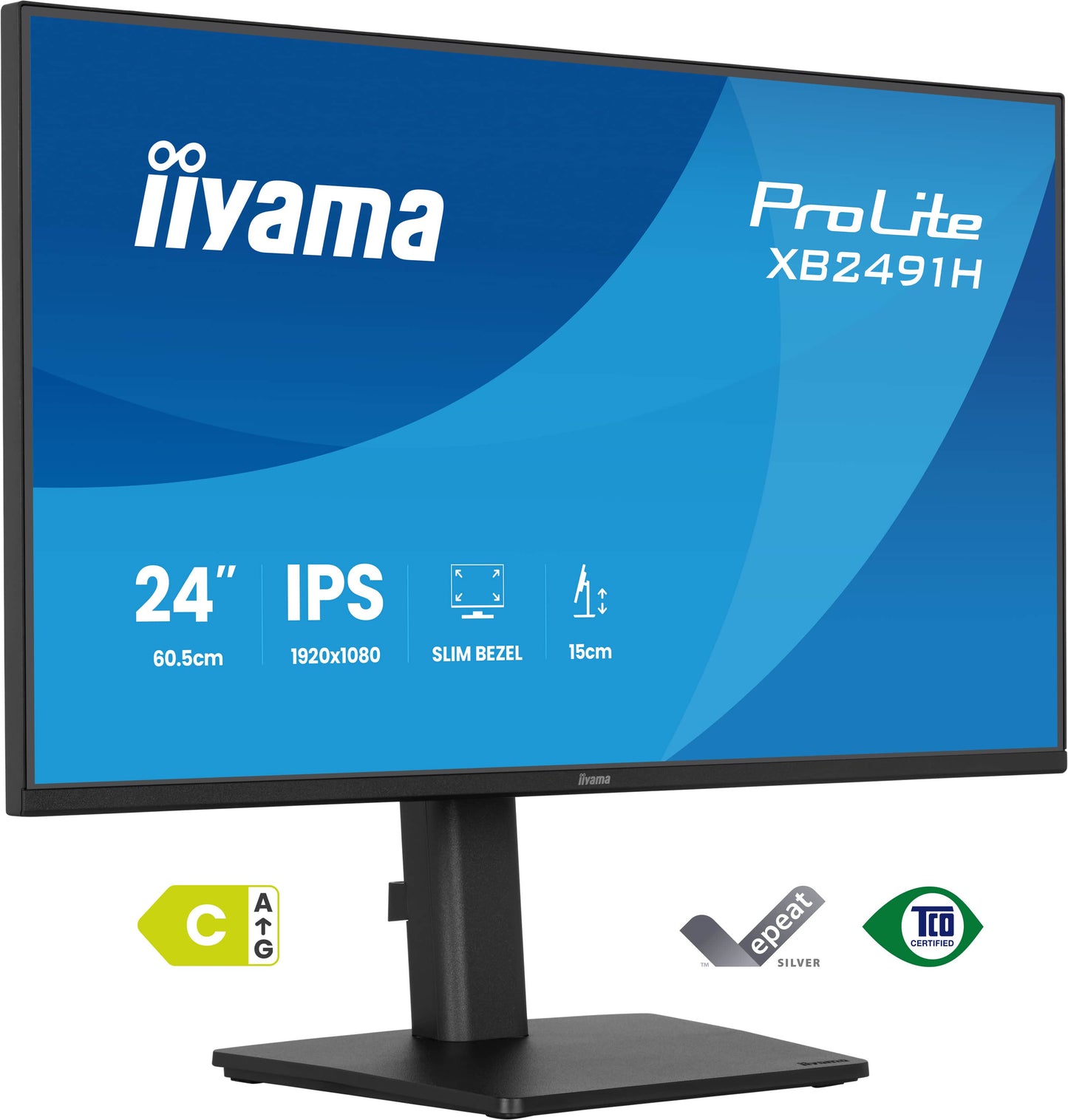 Iiyama Prolite XB2491H-B1 24WIDE LCD, 1920 x 1080, 120 Hz IPS panel, LED Bl., Adaptive Sync, Pivot, Height Adjust.(15cm), 350 cd/m², 1500:1