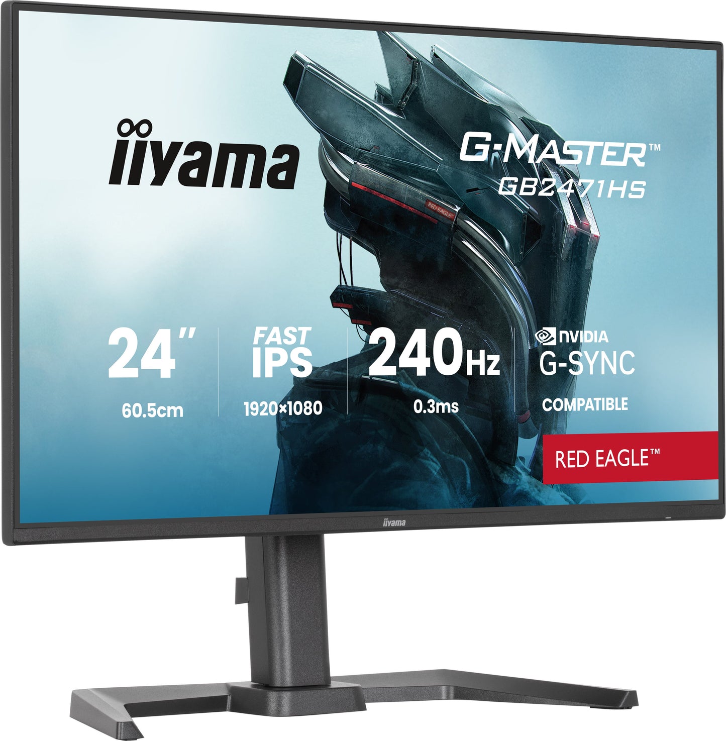 IIYAMA 24WIDE LCD, G-Master Red Eagle, 1920 x 1080, 240 Hz Fast IPS panel, LED Bl., Pivot, Height Adjust.(15cm), 350 cd/m², 1000:1 Static C