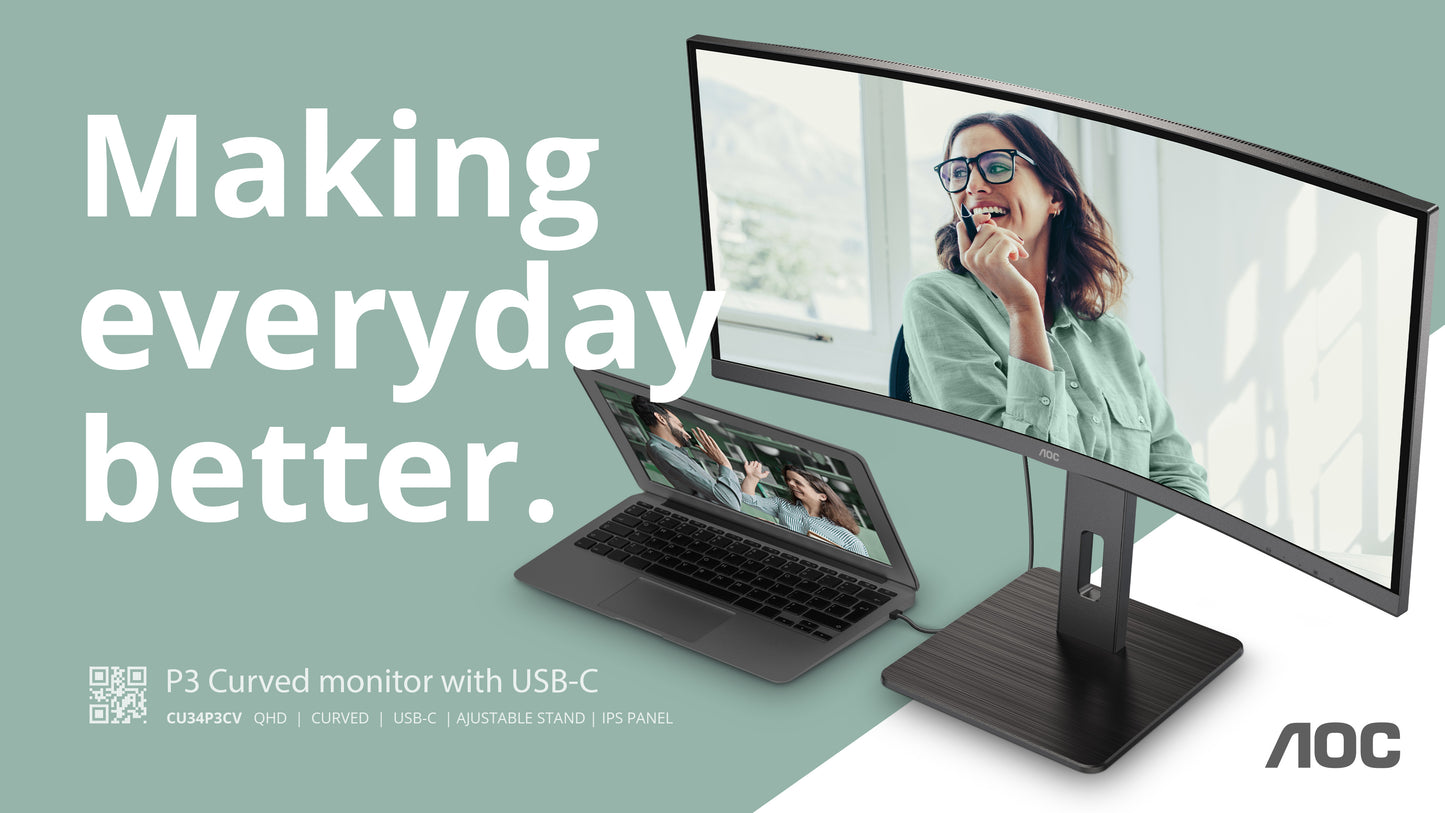CU34P3CV 34IN DOCK VA Curved 3440x1440 CU34P3CV