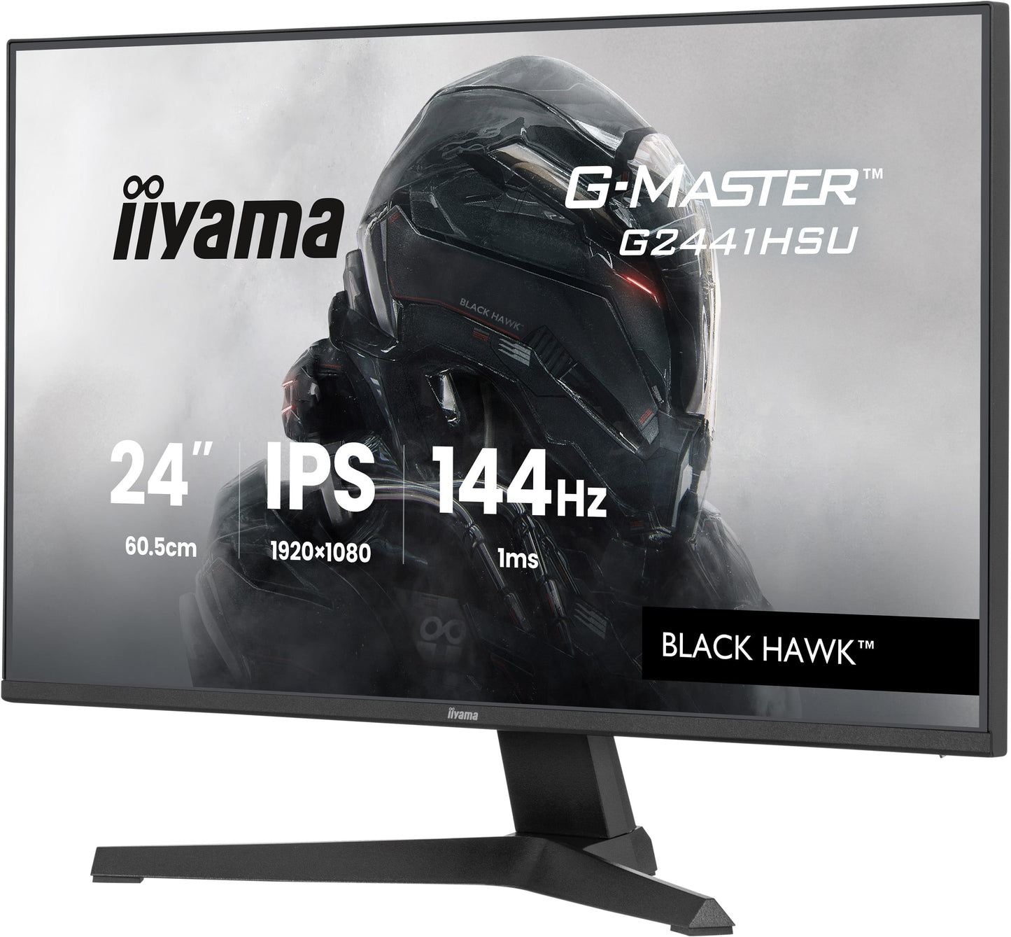 IIYAMA 24WIDE LCD, G-Master Black Hawk, 1920 x 1080, 144 Hz IPS panel, LED Bl., Freesync,  USB-Hub(2xOut v2.0), 350 cd/m², 1500:1 Static Co