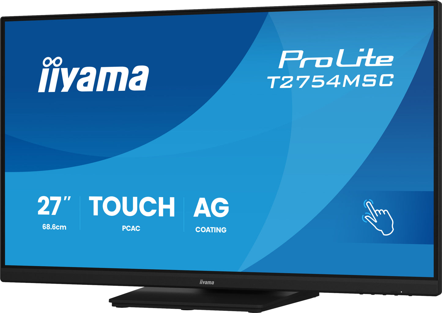 IIYAMA 27inch InCell PCAP 10P Touch Anti Glare 25perc Haze 1920x1080 IPS-panel Slim Bezel Speakers VGA HDMI Double Hinge stand