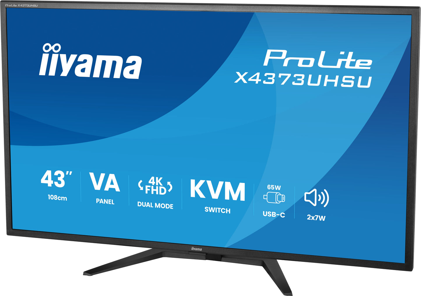 IIYAMA X4373UHSU-B2 43inch VA Dual Mode DLG UHD/FHD 120Hz 450cdm2 3ms 2xHDMI DP KVM PBP&PIP 2xUSB 3.2 2xUSB Type-C Speakers Remote