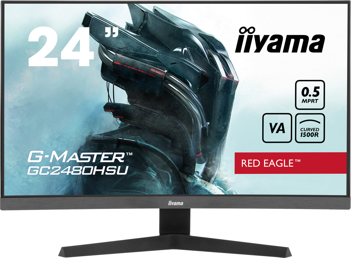 IIYAMA 24WIDE LCD  G-Master Red Eagle  1920 x 1080  Curved VA panel  USB-Hub (2xOut v2.0)  FreeSync   300 cd/m²  80.000.000:1 ACR
