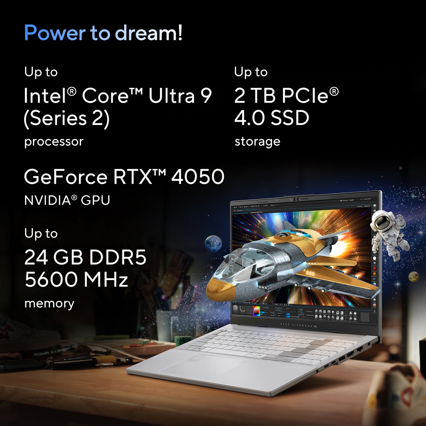 Vivobook Pro 15 OLEDN6506CU-MA040WS-BE, 15.6 3K OLED 120Hz, Intel Core Ultra 9 285H, 24GB DDR5, 1TB M.2 NVMe PCIe 4.0 SSD, GeForce RTX 4050