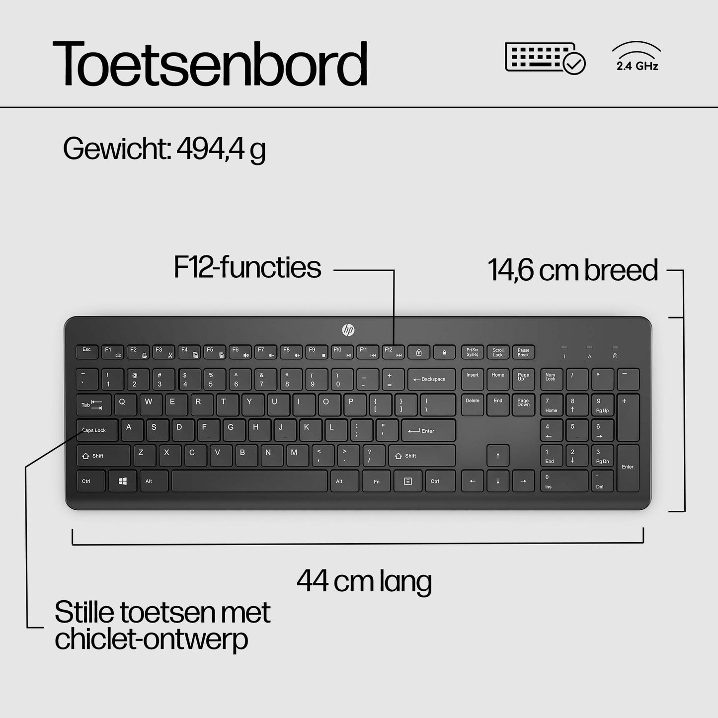 HP 230 Wireless Keyboard (Black) BEL 3L1E7AA#AC0