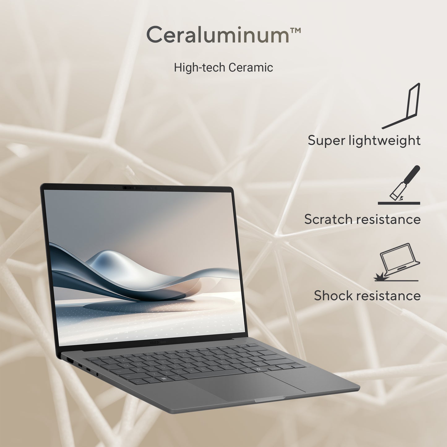 Asus Zenbook A14 AI, 14inch WUXGA OLED, Snapdragon X Elite, 32GB, 1TB PCIe NVMe SSD, Qualcomm Adreno Graphics, Grijs, W11 Home
