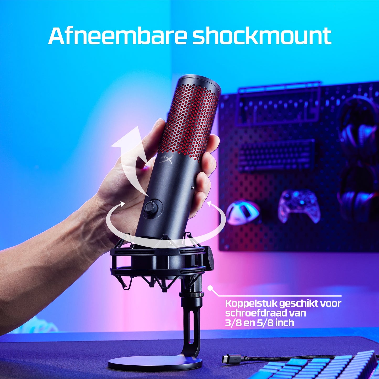HyperX QuadCast 2 - USB Microphone (Zwart) - RGB Lighting Rood