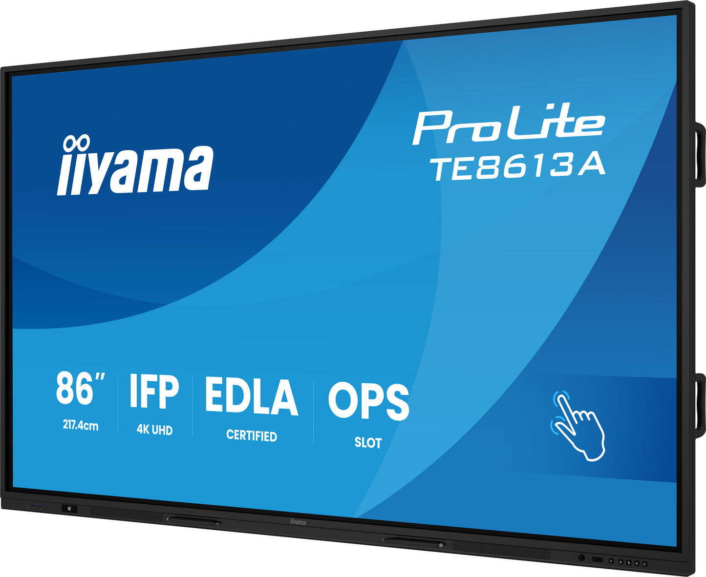 Iiyama TE8613A-B2AG 86W IFP 40-Points Bonded PureTouch IR 4K UHD IPS AG. Integrated iiWare 21E (Google EDLA, Whiteboard, iiShare, iiContro