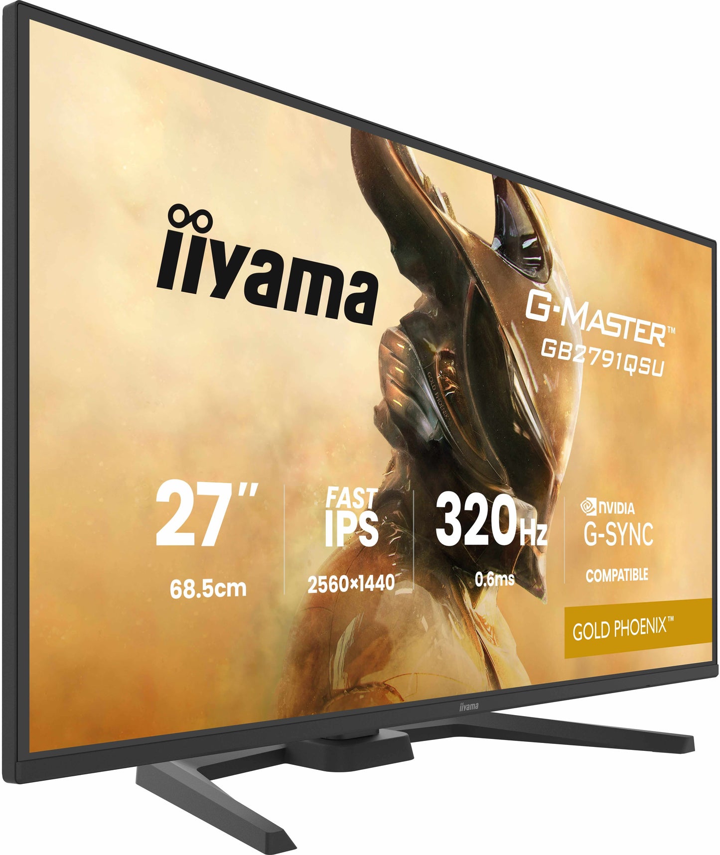 IIYAMA GB2791QSU-B1 G-Master Gold Phoenix 27inch Fast IPS QHD 320Hz 350cd/m2 0.6ms 2xHDMI 2.1 DP USB 2x3.2+2xC Speakers 15cm Adj.