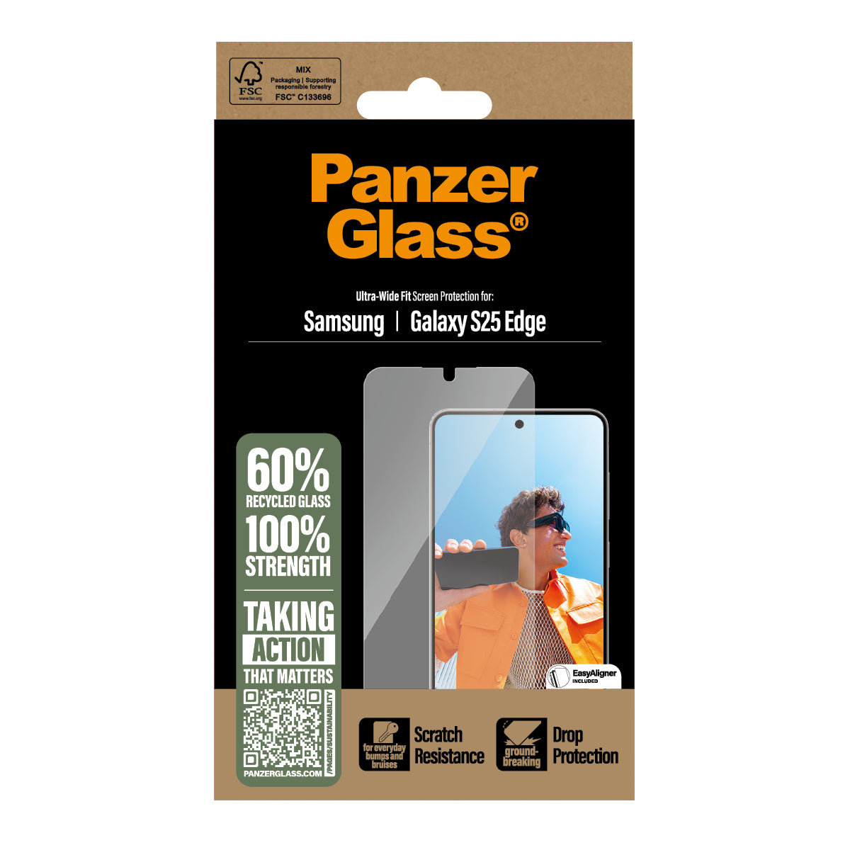 PanzerGlass Screen Protector Ultra-Wide Fit - Clear - Samsung Galaxy S25 Edge