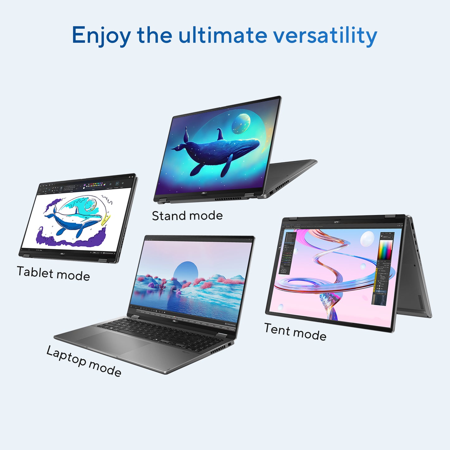 ASUS Vivobook 16 Flip, 16inch 3K OLED TOUCH, Intel Ultra 7 285V, 32GB, 1TB PCIe NVMe SSD, Intel Arc Graphics, Grijs, W11 Home