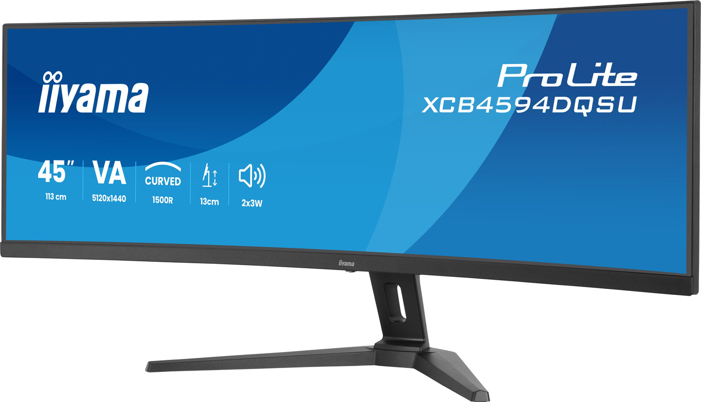 IIYAMA XCB4594DQSU-B1 44.5inch UW Curved VA DQHD 5120x1440 450cd/m2 2ms 2xDP 2xHDMI 2xUSB 3.2 2xUSB Type-C Speakers 13cm Adj. Stand