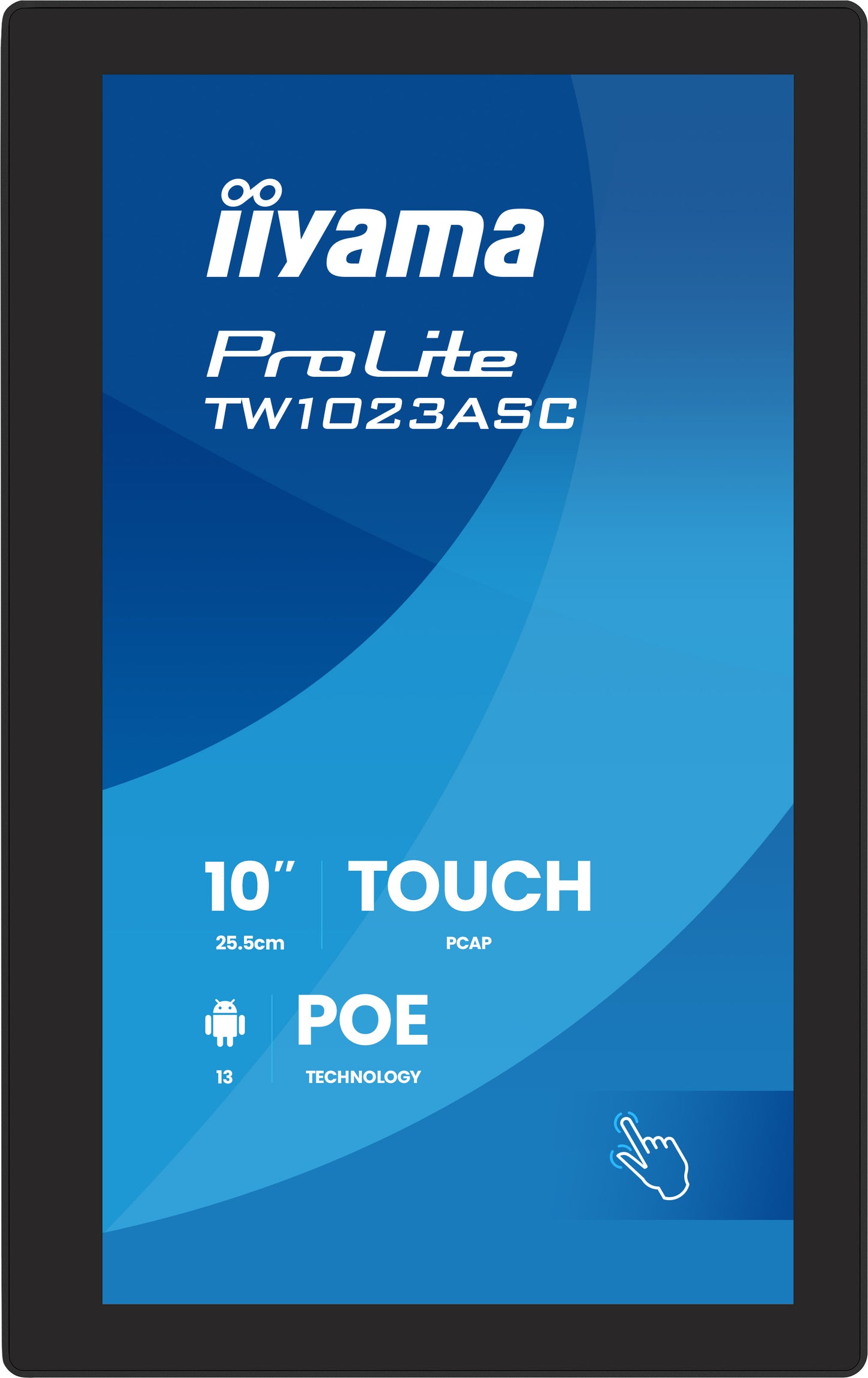 IIYAMA 10,1 LCD Panel-PC with Android and PoE, Projective Capacitive Bezel Free 10-Points Touch Screen, 1280 x 800, IPS panel, LED Bl., Fla