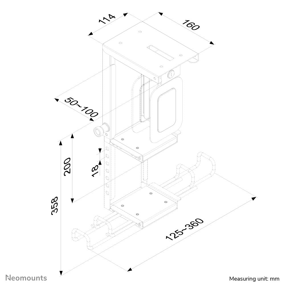 NewStar CPU Holder (height PC: 20-36 cm/ width PC: 5-10 cm lock) Black 10 kilo