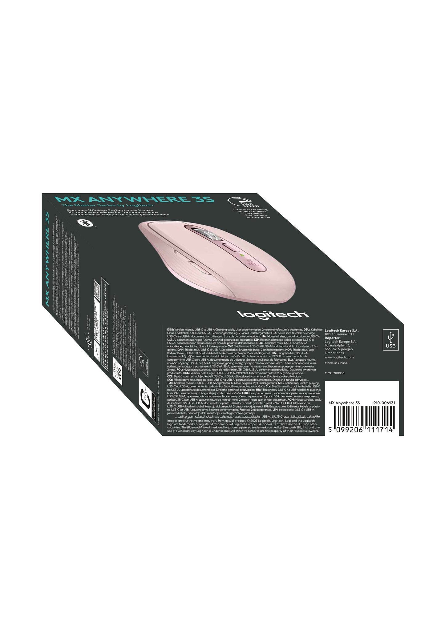 Logitech MX Anywhere 3S wireless mouse - Silent - Rose