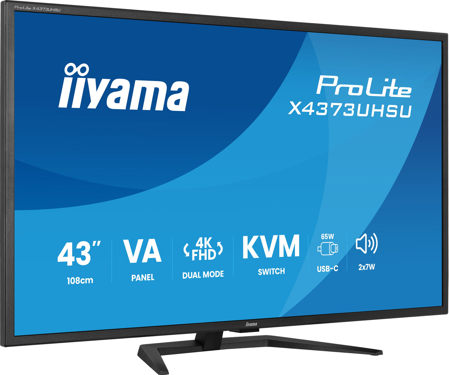 IIYAMA X4373UHSU-B2 43inch VA Dual Mode DLG UHD/FHD 120Hz 450cdm2 3ms 2xHDMI DP KVM PBP&PIP 2xUSB 3.2 2xUSB Type-C Speakers Remote