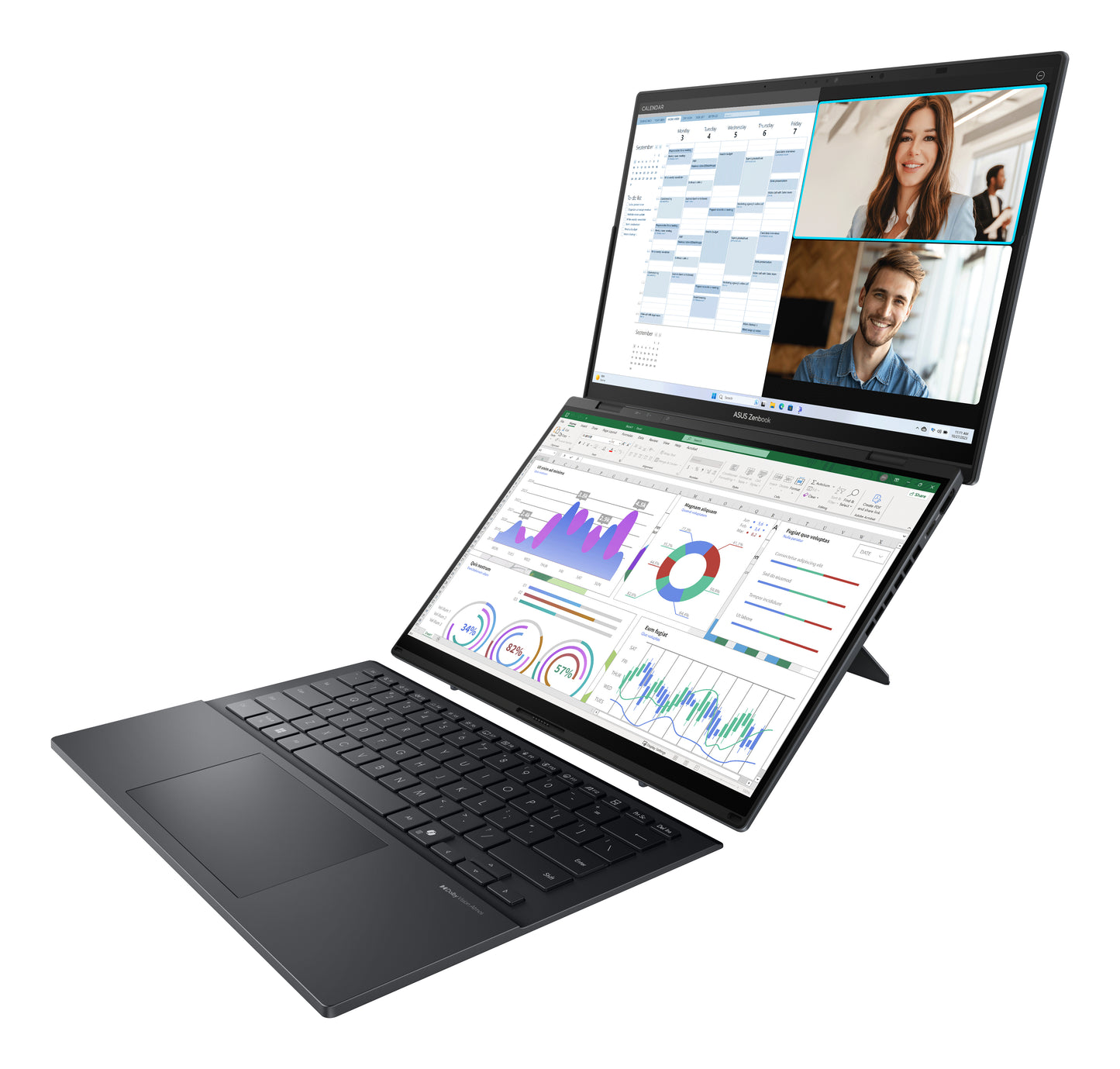 ASUS ZenBook Duo OLED UX8406CA-QL038W-BE, 14 FHD OLED, Intel Core Ultra 7 225H, 32GB, 1TB NVMe PCIe SSD, Intel Arc Graphics, W11H, Grey