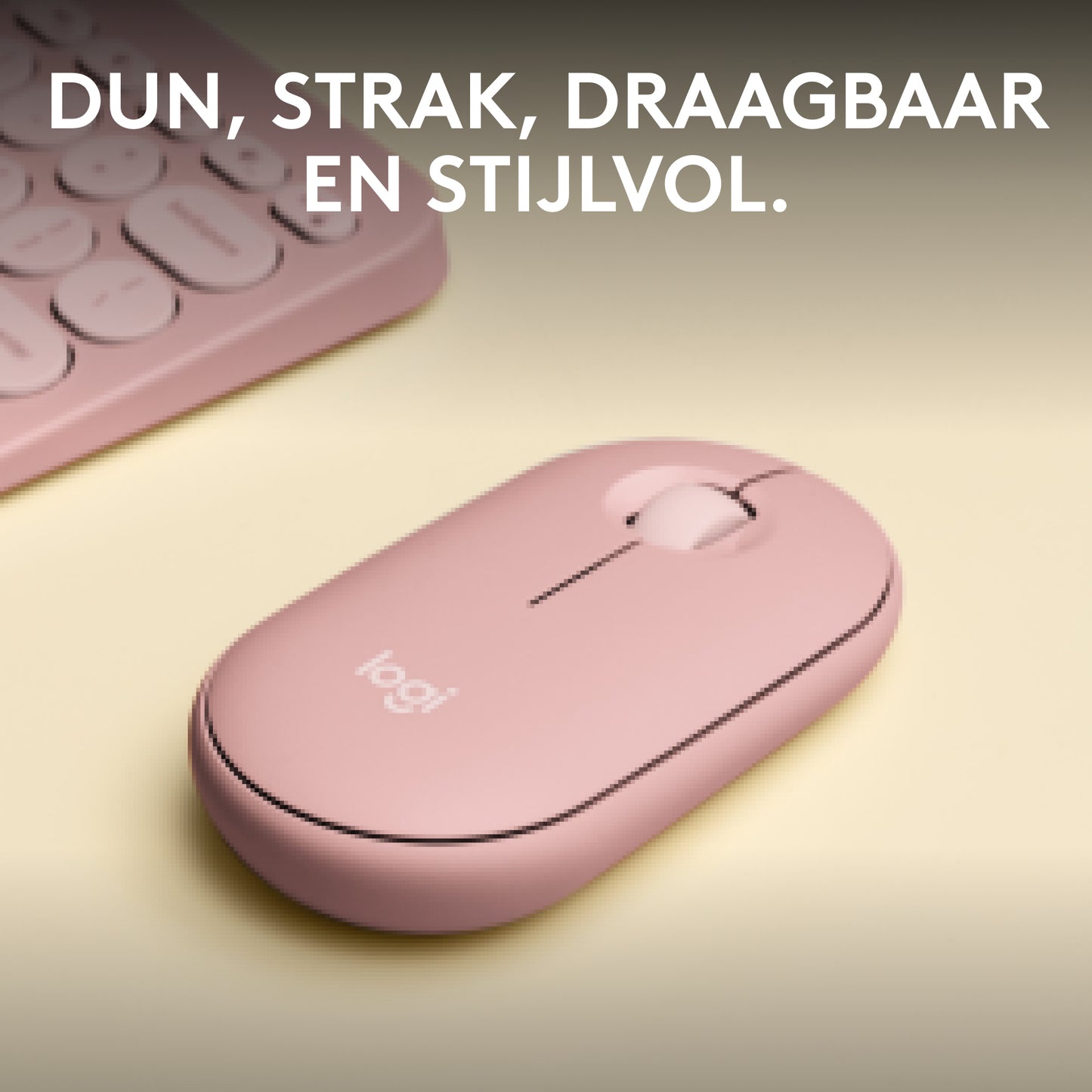 Logitech Pebble Mouse 2 M350s dunne draadloze Bluetooth-muis, Rose, draagbaar, licht, aanpasbare knop, stil klikken, Easy-Switch, Windows/ma
