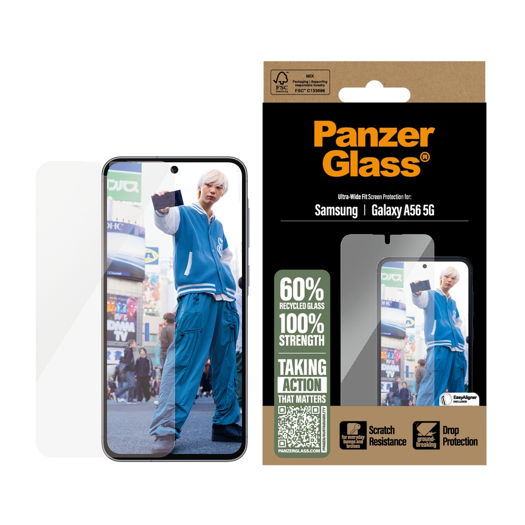 PanzerGlass Screen Protector Ultra-Wide Fit - Clear - voor S