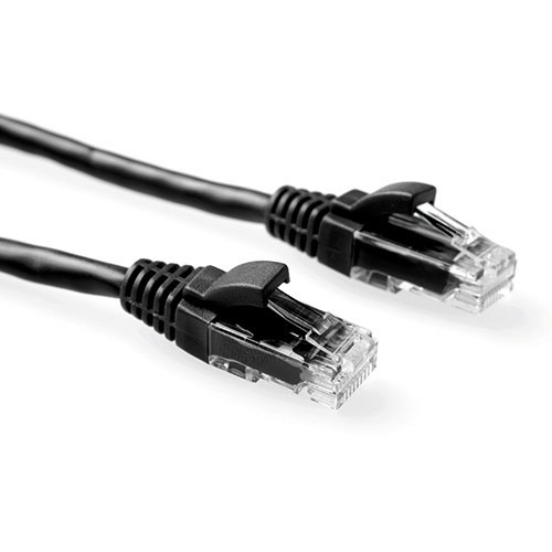 ACT Zwarte 0,25 meter U/UTP CAT6 patchkabel snagless met RJ4