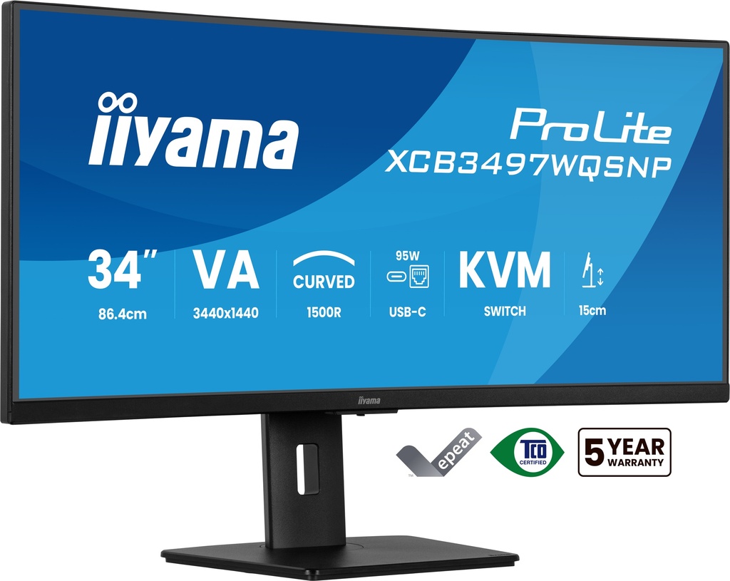 IIYAMA 34"WIDE LCD, 3440 x 1440, UWQHD Curved VA panel, LED 