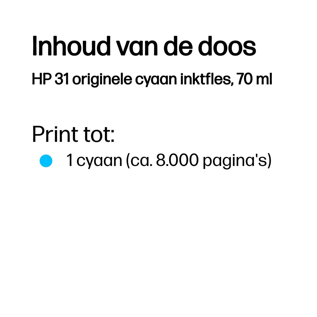 HP INK 31 BOTTLE CYAN