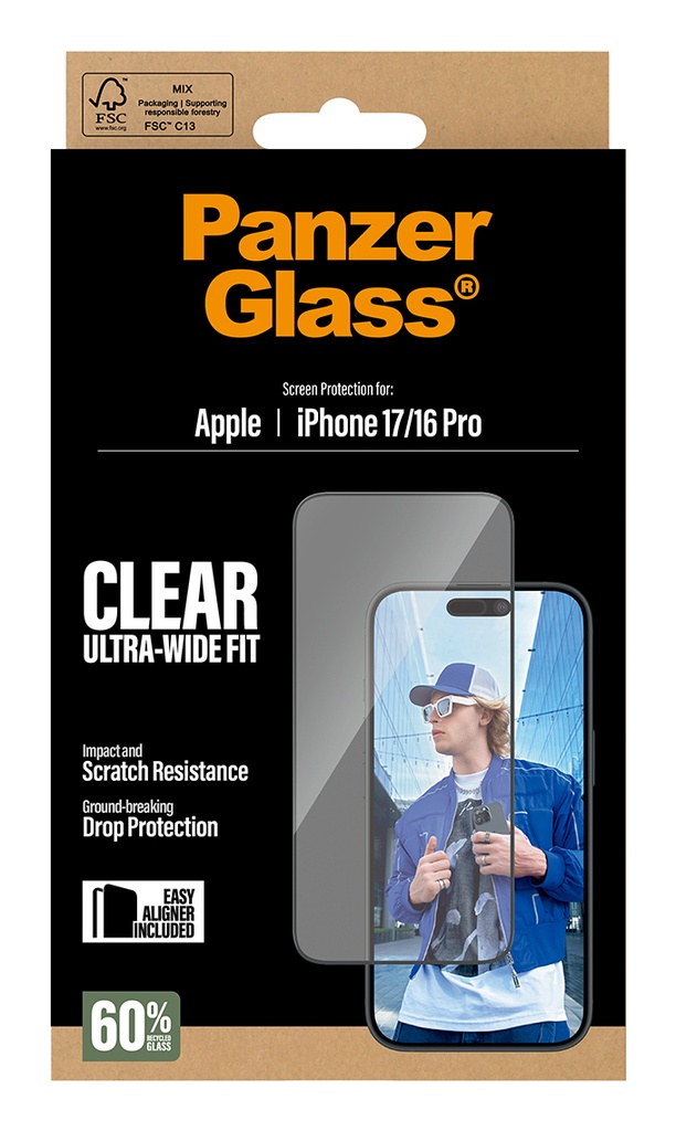PanzerGlass Screen Protector Ultra-Wide Fit - Clear - voor i