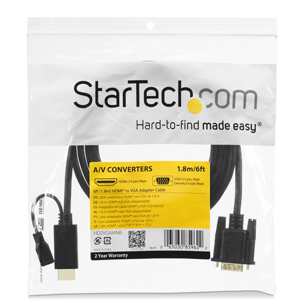 6ft HDMI to VGA active converter cable HD2VGAMM6