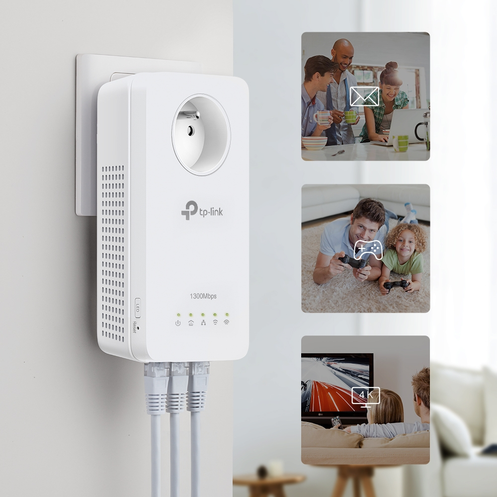 TP-Link AV1300 Powerline Wi-Fi Single Pack with AC PassThrou