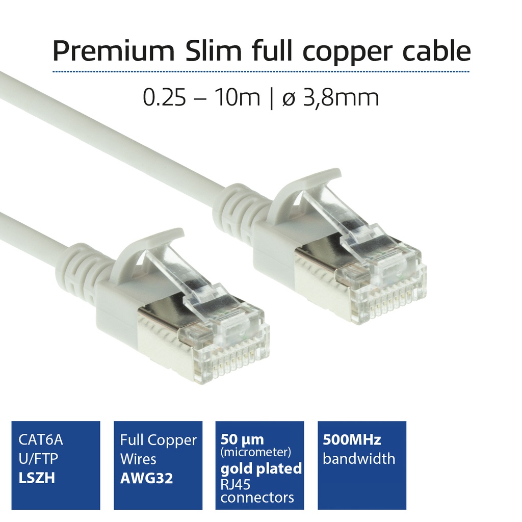 ACT Grijze 1 meter LSZH U/FTP CAT6A datacenter slimline patc