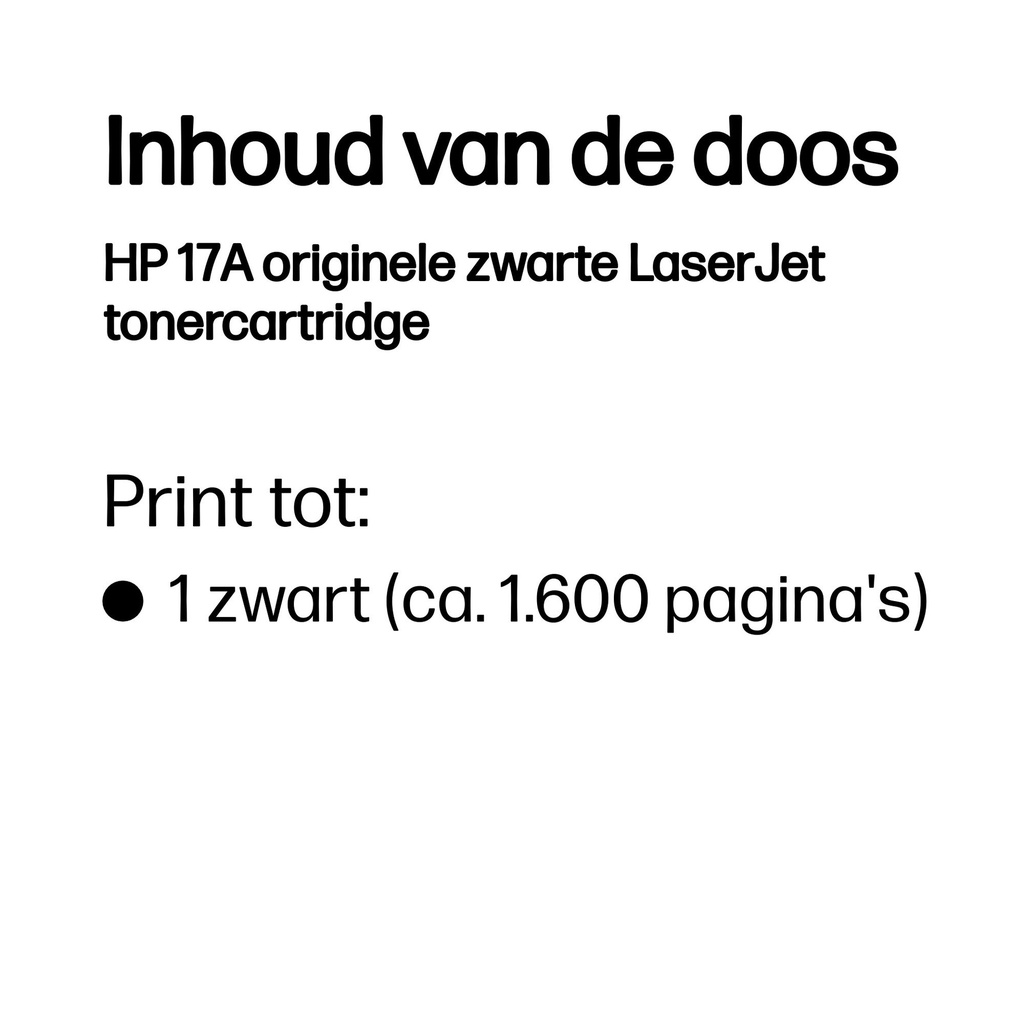 HP Toner/17A Black LaserJet Cart