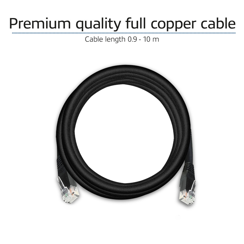 ACT Zwart 0,9 meter U/UTP CAT6 patchkabel met RJ45 connector