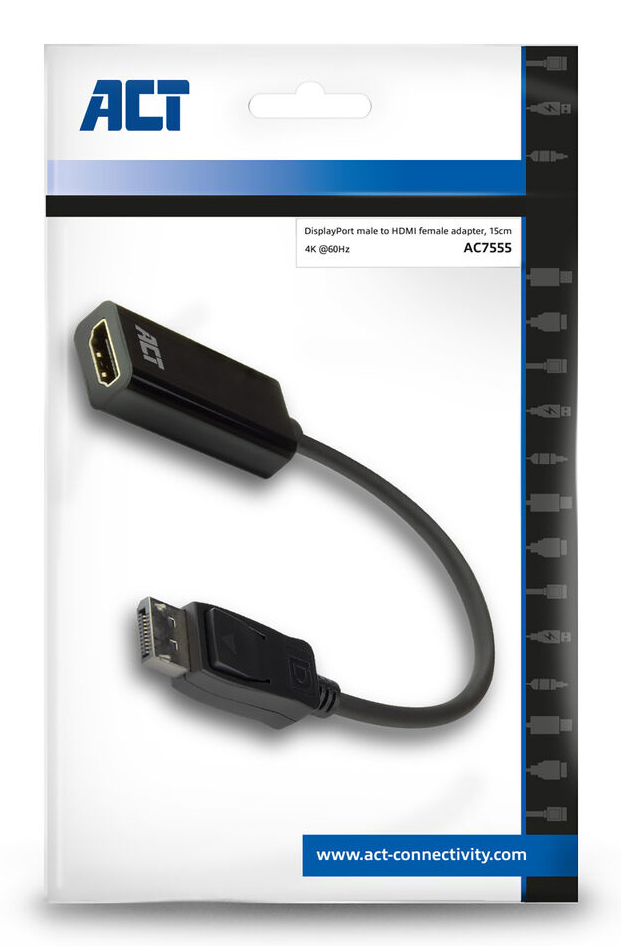 ACT DisplayPort naar HDMI female adapter, 4K