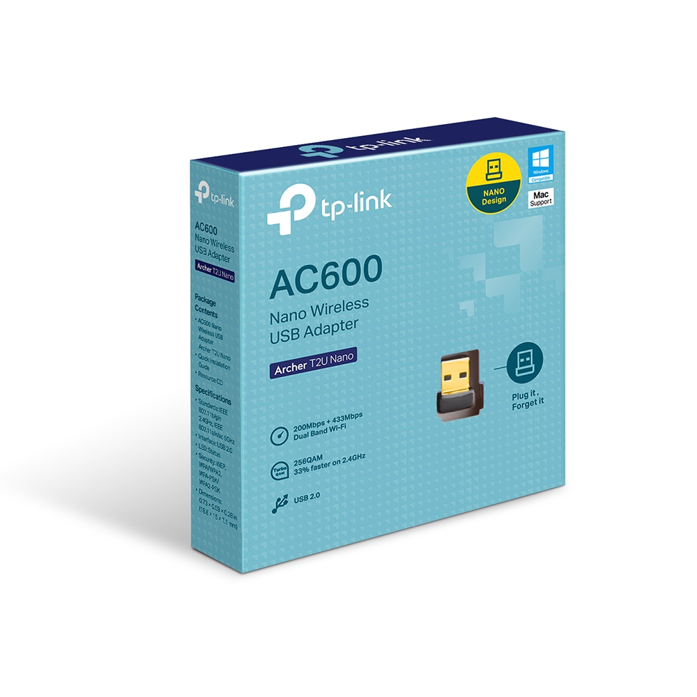 AC600 Nano Wi-Fi USB Adapter 433Mbps at5GHz + 200Mbps at 2.4