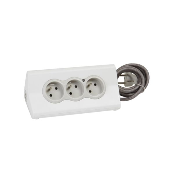 Bureaublok 3x2P+A + 2XUSB + tablethouder snoer 1.5m wit/gr