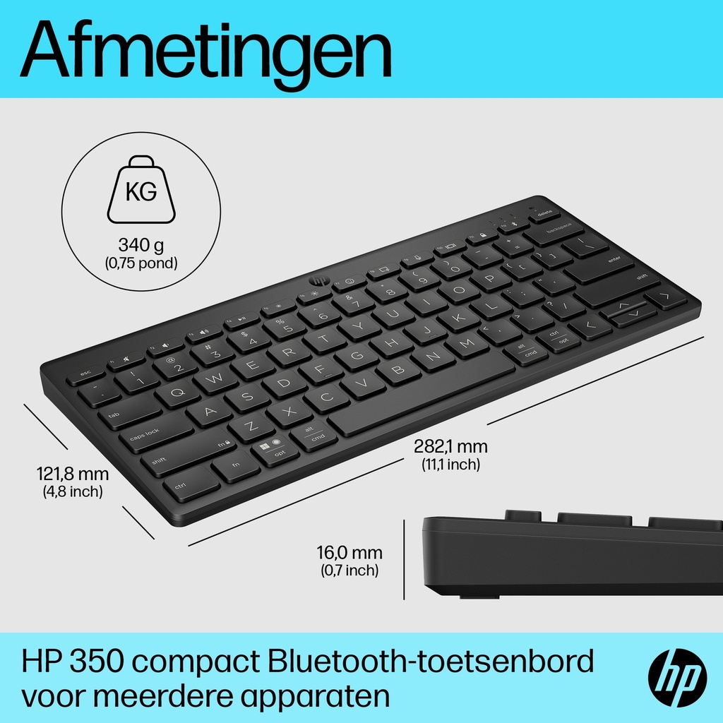 HP 350 Black Compact Multi-Device Keyboard BEL